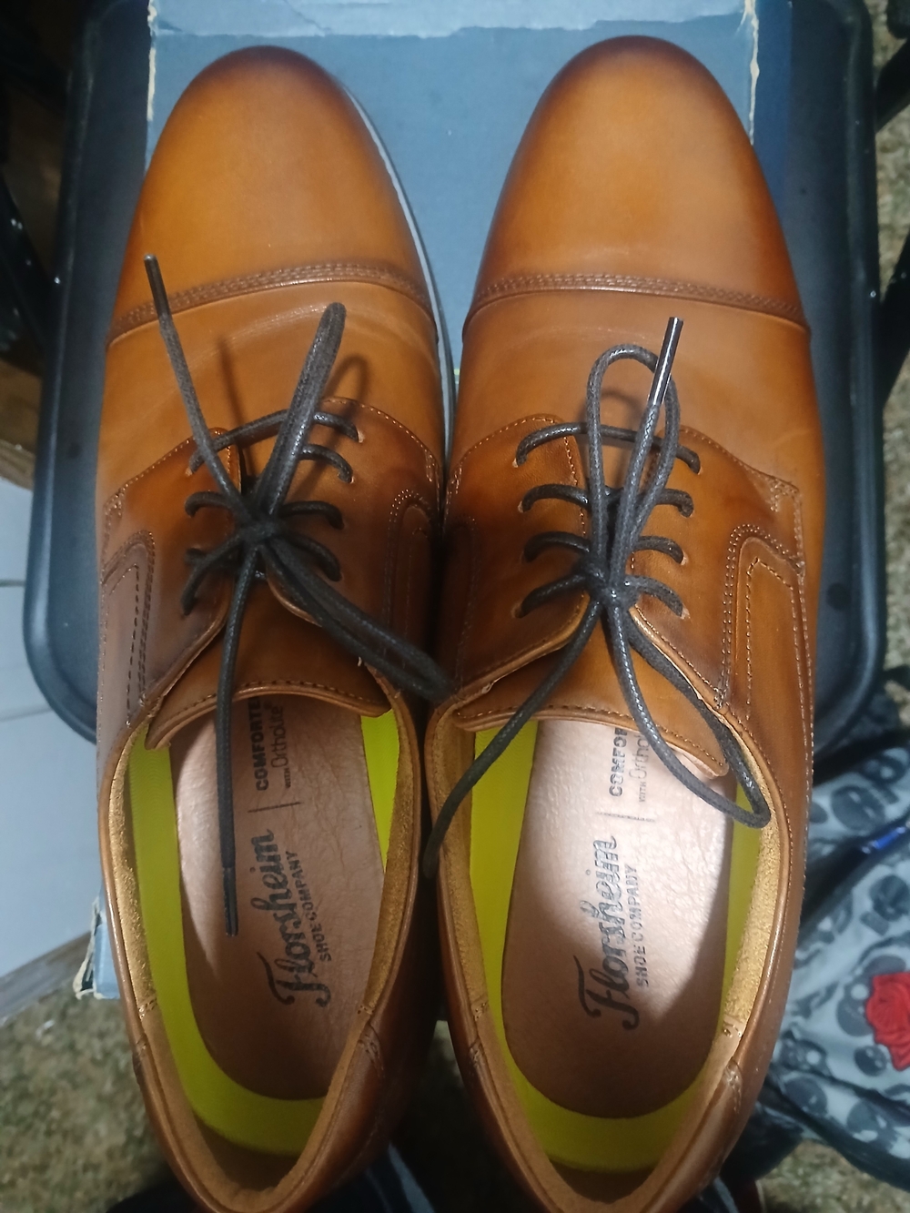 Sz 12D Florsheim Brown Leather Oxford Men's Dress Shoes Comfort Ortholite w/Box